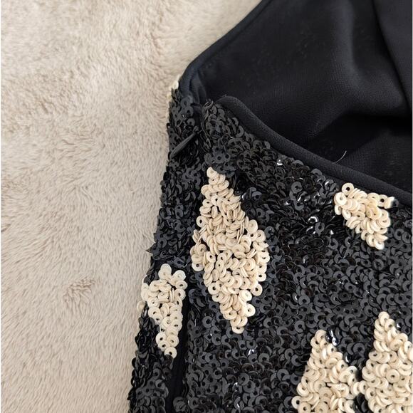 H&M Conscious Collection Limited Short Sequined Black/Harlequin Dress, size 2 - Picture 5 of 9